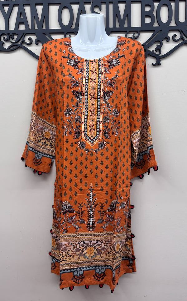 Silk Printed Hand-Work Shirt