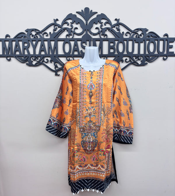 Silk Printed Hand-Work Shirt