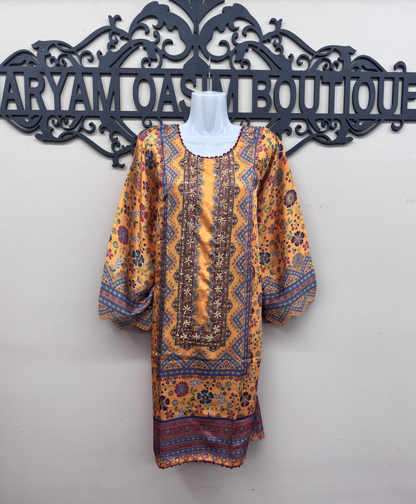 Silk Printed Hand-Work Shirt