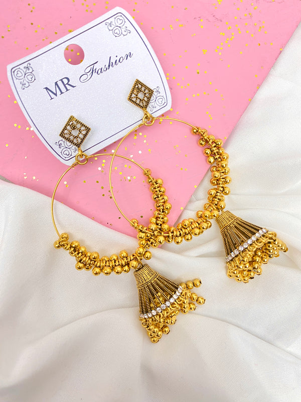 Fancy Hoop Jhumka Statement Earrings